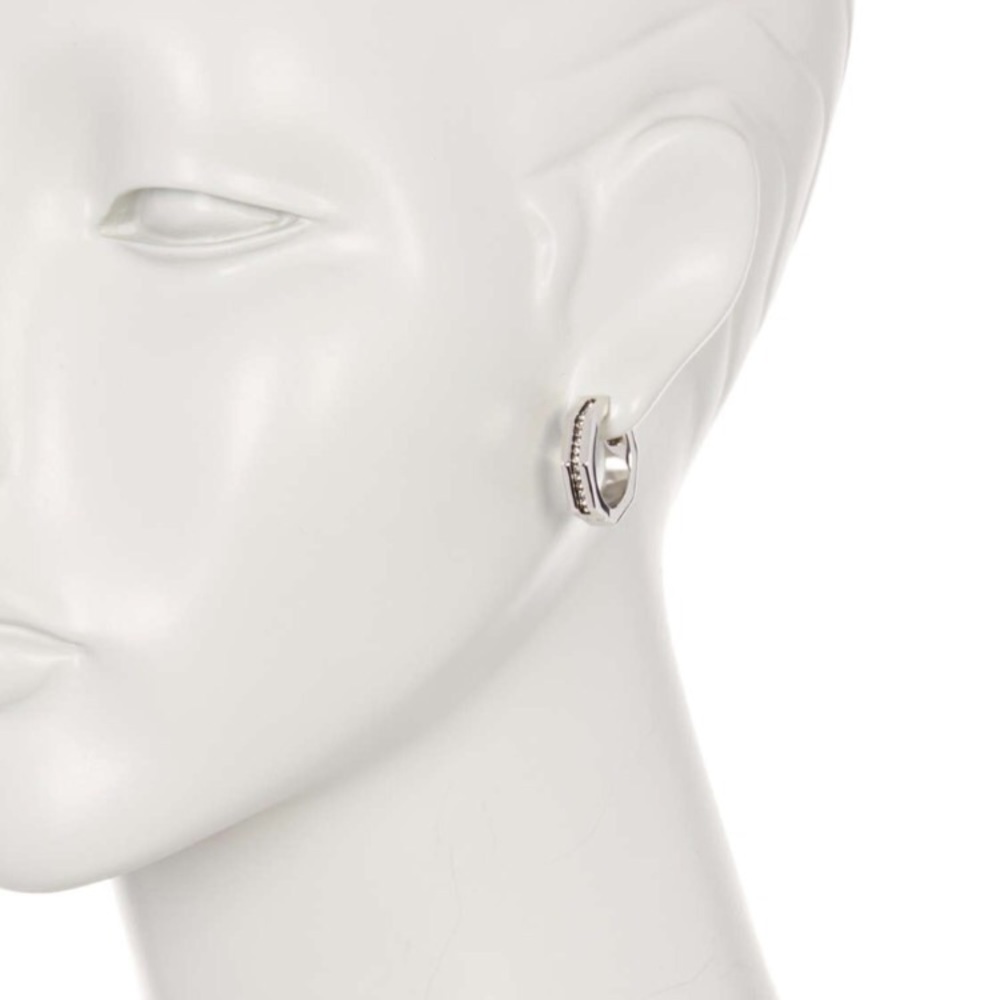☁️🆕 Channel Set Hoop ๑ Hinge Earrings ๑ Silver - Picture 2 of 8